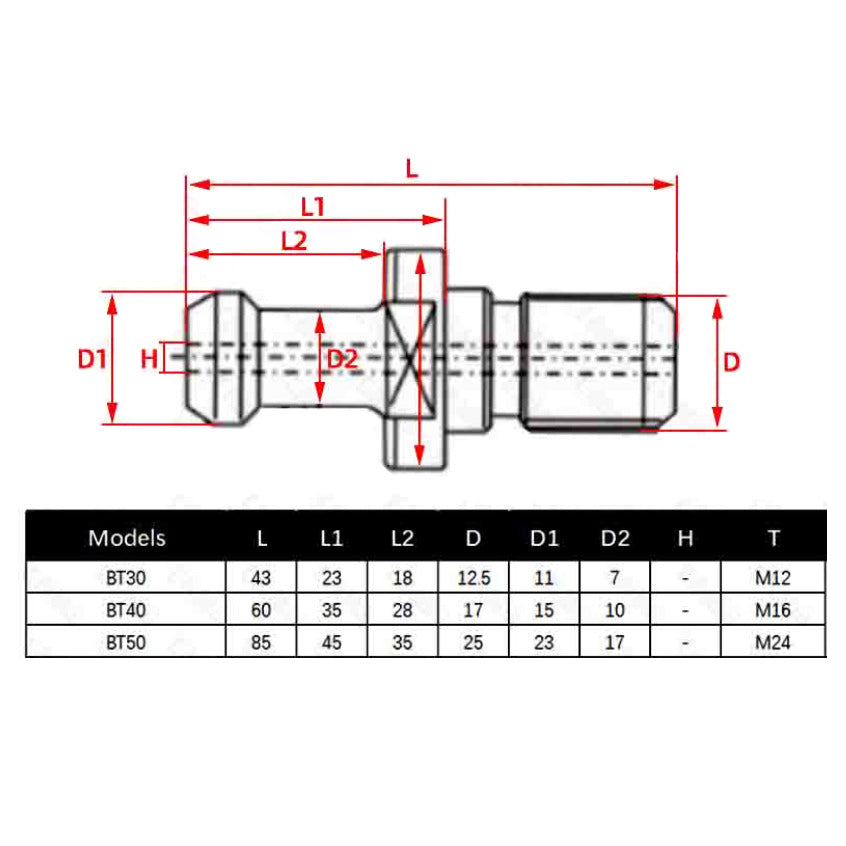 5x BT40 45° Degree M16 Pull Stud Retention Knob CNC Milling Tool Holder