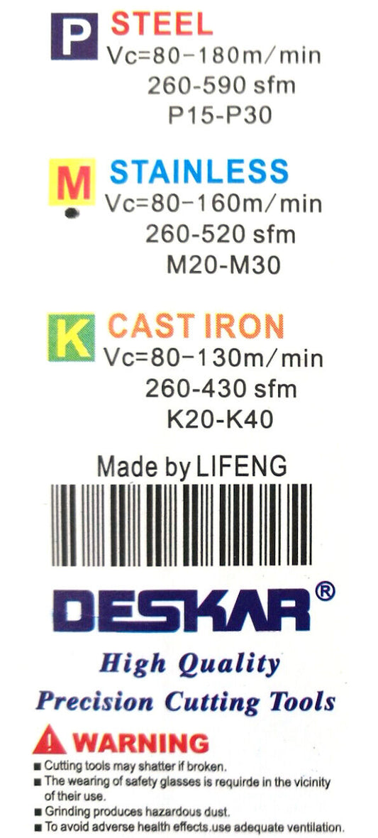 10Pcs DESKAR 16ERM 1.50 ISO LF6018 External Threading Indexable Carbide Inserts