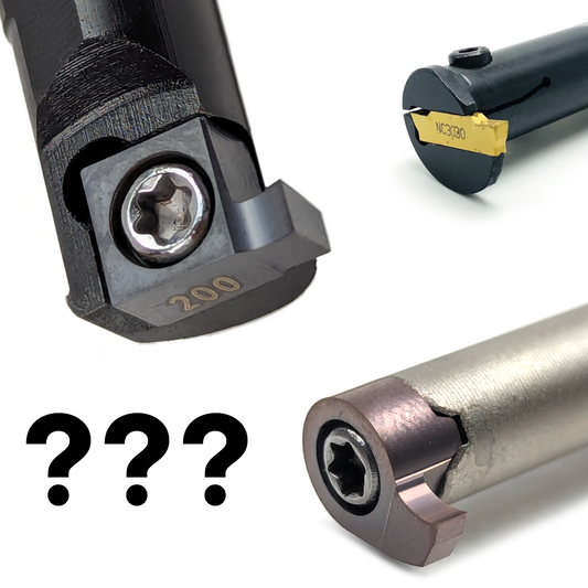 A selection of different internal grooving lathe toolholders