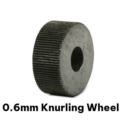 A knurling wheel with 0.6mm spaced cutting teeth