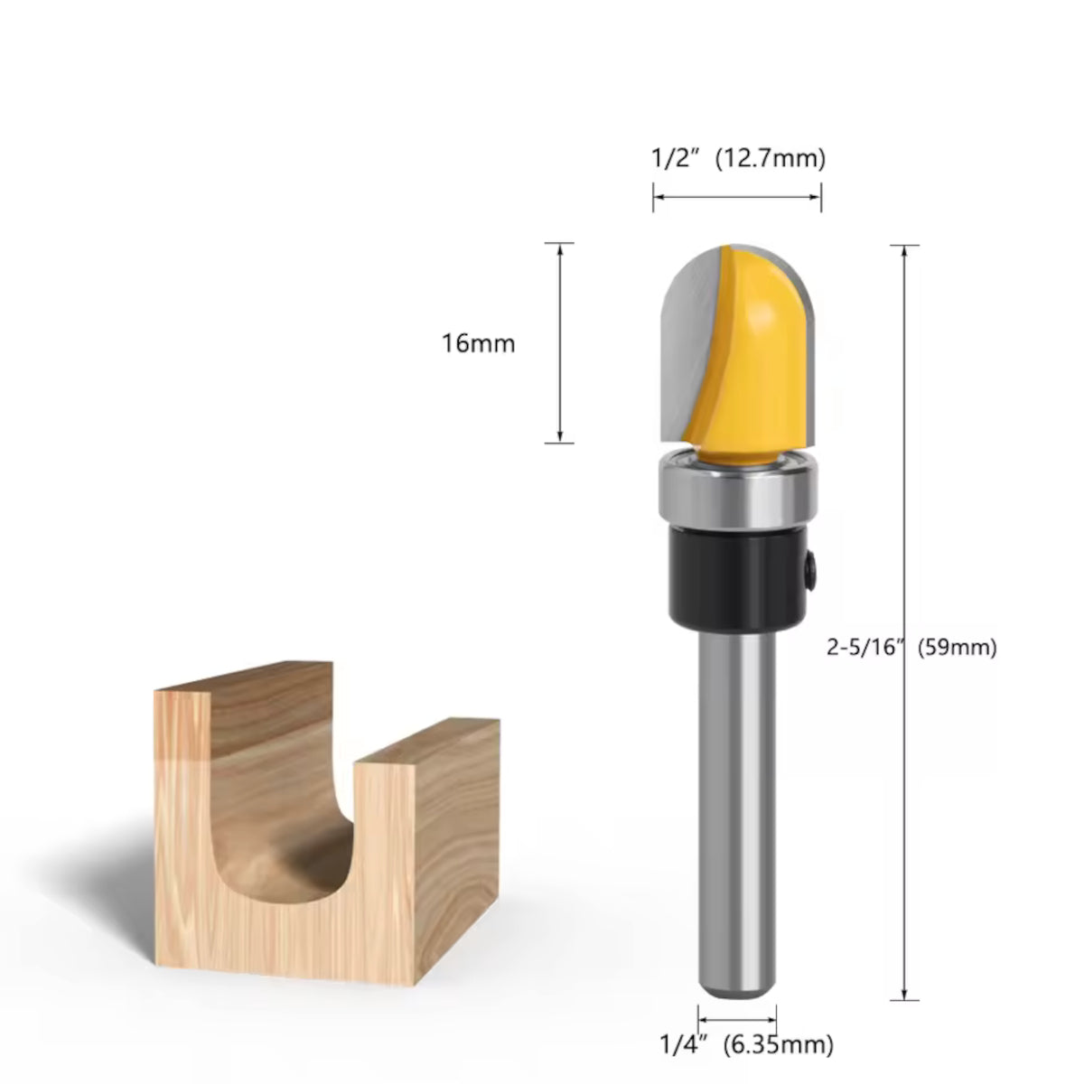 6mm & 1/4" Shank Wood Router Bit Bowl & Tray Round Nose Cove Core Box Cutter