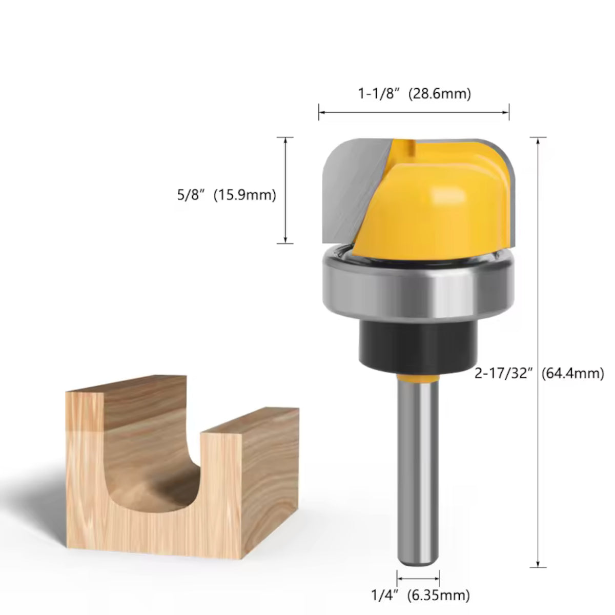 6mm & 1/4" Shank Wood Router Bit Bowl & Tray Round Nose Cove Core Box Cutter