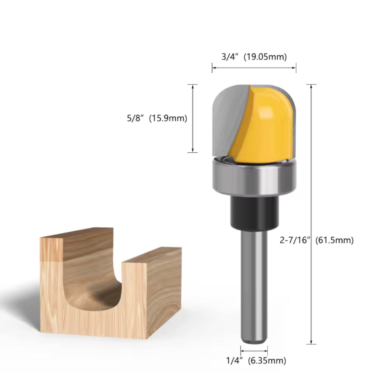 6mm & 1/4" Shank Wood Router Bit Bowl & Tray Round Nose Cove Core Box Cutter