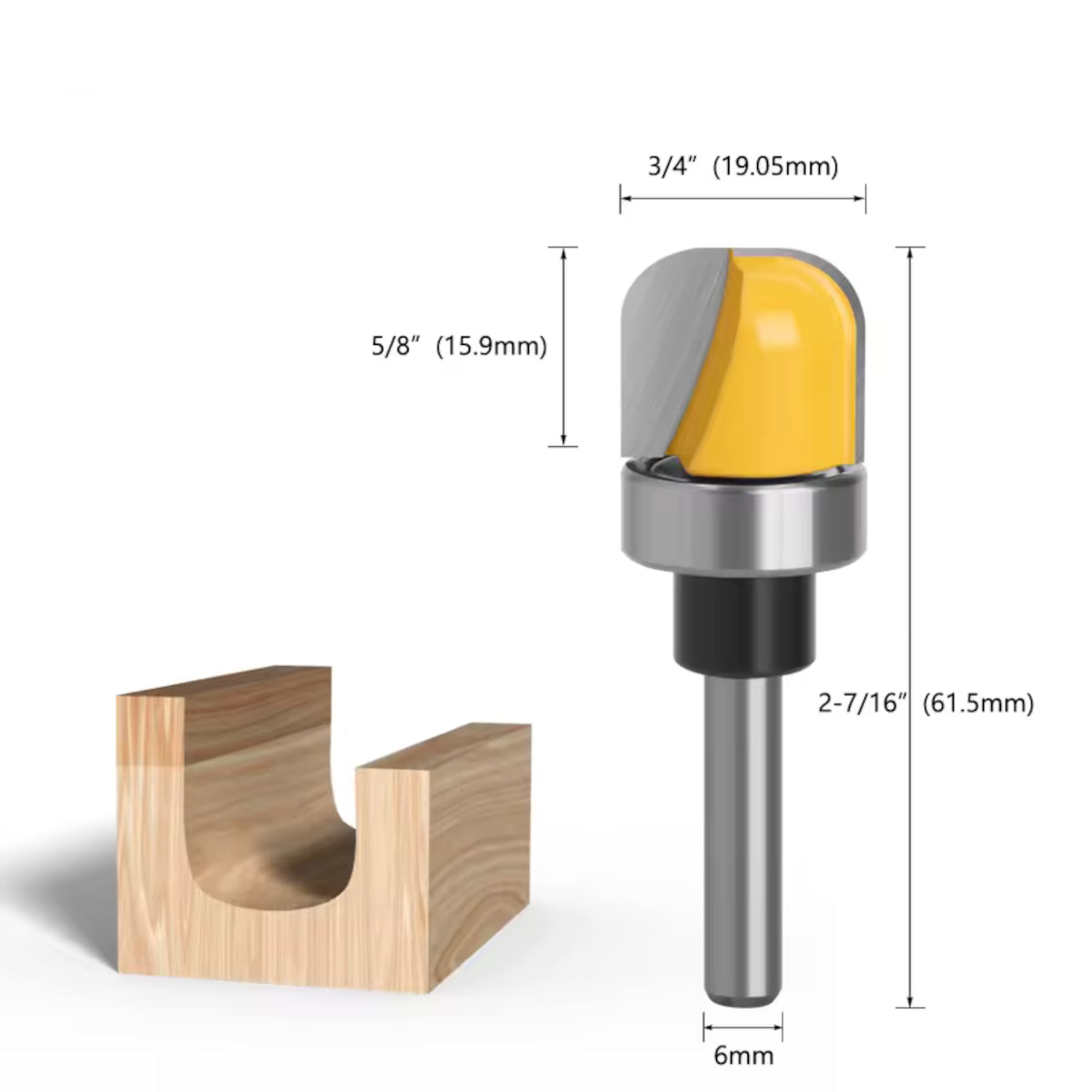 6mm & 1/4" Shank Wood Router Bit Bowl & Tray Round Nose Cove Core Box Cutter