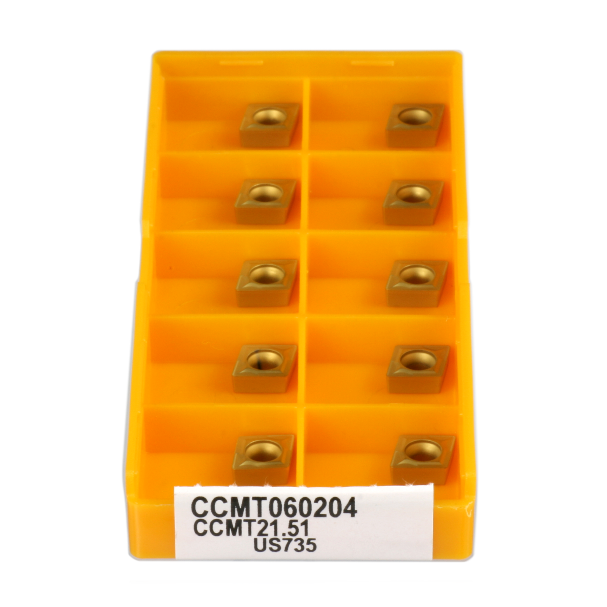 A box of 10 ccmt060204 us735 carbide inserts