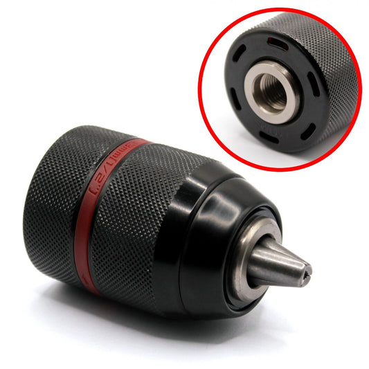 A 1/2-20UNF 2-13mm Keyless Drill Chuck with a circled pop-out highlighting the thread