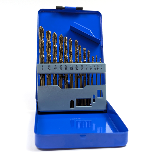M35 Imperial Cobalt Twist Drill Bits 13 piece Set (1/16" - 1/4") + Storage Box