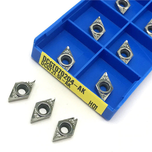 10pcs DCGT070204-AK H01 DCGT21.51 Aluminium Cutting Lathe Inserts