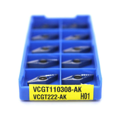 10pcs VCGT110308-AK H01 VCGT222 Aluminium Cutting Lathe Inserts for SVJCR1616H11